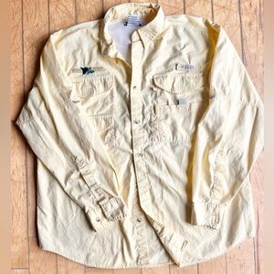 Columbia Yellow Performance Fishing Gear (PFG) Shirt Jacket Size Medium